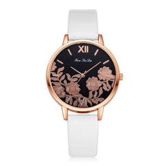 High Quality Women's Watches Plant Pattern Dial Ladies Fashion Quartz Wristwatch Leather FanTeeDa Casual Clock Reloj Mujer @50