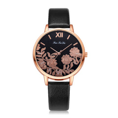 High Quality Women's Watches Plant Pattern Dial Ladies Fashion Quartz Wristwatch Leather FanTeeDa Casual Clock Reloj Mujer @50