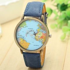 Women's Watches Best Sellers Globe Travel Map Denim Watch Minimalism Feminino Reloj Mujer Staat Zegarki Damskie Kadin Clock@50
