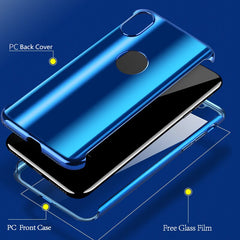 Plating Mirror 360 Case For iphone X 8 7 6 6s Plus 5 5s SE Cover Slim Full Body Protection Hard PC Cases With Glass Film