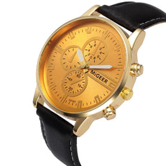 DISU Men Watch Retro Design Leather Band Analog Alloy Quartz watch man big dial watches for men wristwatch mens