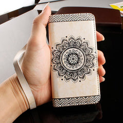 Wallet Leather Case For iPhone 8 7 6 6s Plus SE 5 5s Cover Retro Paisley Flower Mandala Henna Floral Flip Card Slot Holder Stand