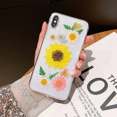 TIKITAKA Dried Real Flower Cases For iPhone XS Max XR Case Handmade Clear Soft Back Cover For iPhone 6 6S 7 8 Plus X Phone Case