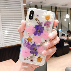 TIKITAKA Dried Real Flower Cases For iPhone XS Max XR Case Handmade Clear Soft Back Cover For iPhone 6 6S 7 8 Plus X Phone Case