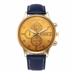 DISU Men Watch Retro Design Leather Band Analog Alloy Quartz watch man big dial watches for men wristwatch mens