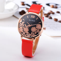 High Quality Women's Watches Plant Pattern Dial Ladies Fashion Quartz Wristwatch Leather FanTeeDa Casual Clock Reloj Mujer @50