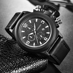 DISU Men Watch Leather Quartz Luxury Brand Waterproof Wristwatch Mens wrist watches day date relogio masculino