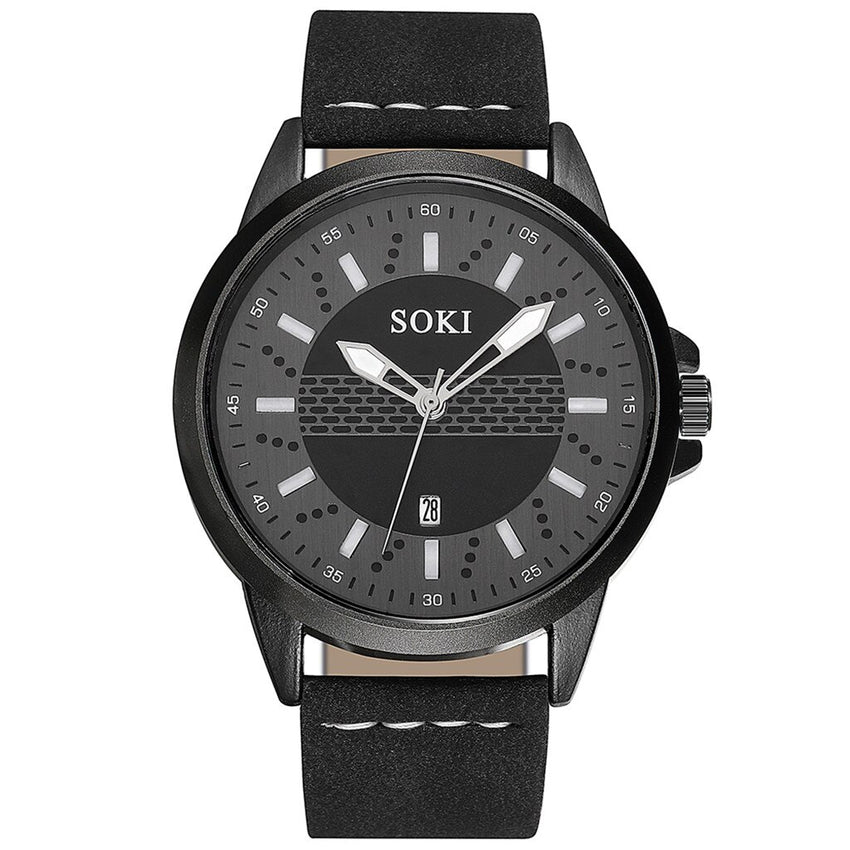 SOKI Man Wrist Watches NEW Sport Watches Quartz Leather Watch Mens Reloj Hombre 2019 Men Wristwatch Clock zegarek meski