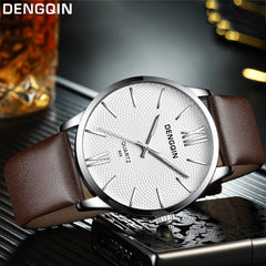 DISU Man Wrist Watch Luxury Quartz Military Stainless Steel Dial Leather Band wristwatch mens watches mens 2019 men watches