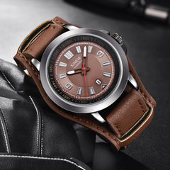 DISU Men Watch Military Quartz Leather Sports Wristwatch Mens wrist watches day date relogio masculino