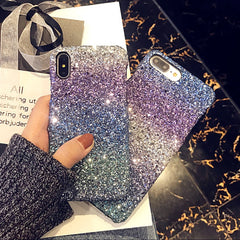 Colorful Gradient Glitter Powder Phone Cases For iPhone 8 7 6 6s Plus Case Bling Sparkle Sequins Hard PC Back Cover Shell Capa