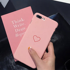 Cute Simple LOVE Heart Pattern Phone Cases For iphone 8 7 6 6s Plus Case Slim Matte Hard PC Back Cover Couple Lover Fitted Cases