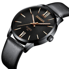 DISU Man Wrist Watch Luxury Quartz Military Stainless Steel Dial Leather Band wristwatch mens watches mens 2019 men watches