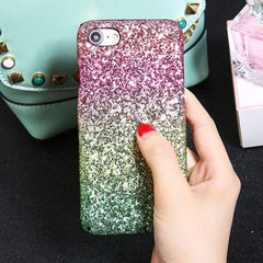 Colorful Gradient Glitter Powder Phone Cases For iPhone 8 7 6 6s Plus Case Bling Sparkle Sequins Hard PC Back Cover Shell Capa