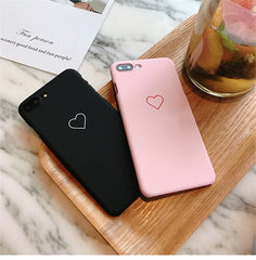 Cute Simple LOVE Heart Pattern Phone Cases For iphone 8 7 6 6s Plus Case Slim Matte Hard PC Back Cover Couple Lover Fitted Cases