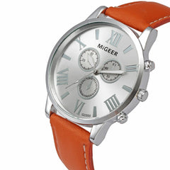 DISU Men Watch Classic Leather Strap Quartz Casual watch man big dial watches for men wristwatch mens