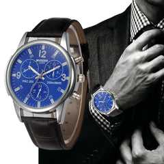 DISU Men Wrist Watch Retro Design Leather Band Analog Alloy Quartz watch man vintage men wristwatch clock mens watches