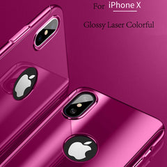 Plating Mirror 360 Case For iphone X 8 7 6 6s Plus 5 5s SE Cover Slim Full Body Protection Hard PC Cases With Glass Film