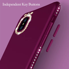 Bling Rhinestone Diamond Phone Case For iPhone XS Max XR X 8 7 6 6s Plus Soft Silicone Cover With Finger Ring Holder Stand