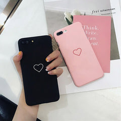 Cute Simple LOVE Heart Pattern Phone Cases For iphone 8 7 6 6s Plus Case Slim Matte Hard PC Back Cover Couple Lover Fitted Cases