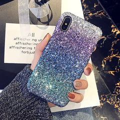 Colorful Gradient Glitter Powder Phone Cases For iPhone 8 7 6 6s Plus Case Bling Sparkle Sequins Hard PC Back Cover Shell Capa