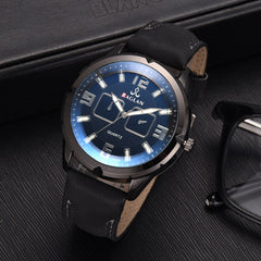 DISU Man Watch Quartz High Quality Leather Blu Ray Glass Watch Mens watches mens 2019 men wristwatch clock