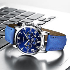 CUENA Man Wrist Watch Sport Stainless Steel Case Leather Band Quartz Analog Wristwatch Mens relojes hombre 2019 zegarek meski