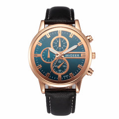 DISU Men Watch Retro Design Leather Band Analog Alloy Quartz watch mens big dial watches for men relogios masculino