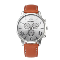 DISU Men Watch Classic Leather Strap Quartz Casual watch man big dial watches for men wristwatch mens