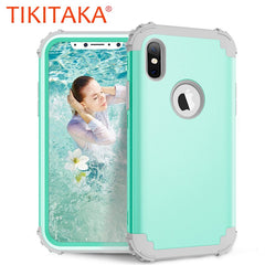 Shockproof Phone Cases For iPhone X 7 6 6S Plus Cover PC+TPU 3 Layers Hybrid Full Body Protect Case Anti-Knock Phone Shell Coque