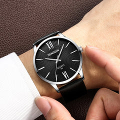 DISU Man Wrist Watch Luxury Quartz Military Stainless Steel Dial Leather Band wristwatch mens watches mens 2019 men watches