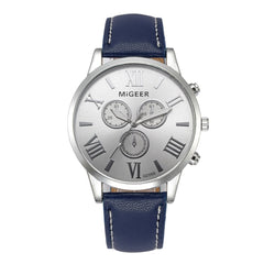 DISU Men Watch Classic Leather Strap Quartz Casual watch man big dial watches for men wristwatch mens