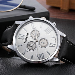 DISU Men Watch Classic Leather Strap Quartz Casual watch man big dial watches for men wristwatch mens