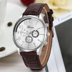 DISU Men Watch Glass Mirror Business Military Circular Dial Quartz wristwatch mens  watches mens 2019 relogios masculino