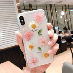 TIKITAKA Dried Real Flower Cases For iPhone XS Max XR Case Handmade Clear Soft Back Cover For iPhone 6 6S 7 8 Plus X Phone Case