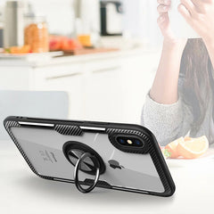 Car Magnetic Kickstand Case For iPhone X XS XR Case Metal Ring TPU Bumper Clear Back Cover For iPhone XR XS Max Anti-fall Cases