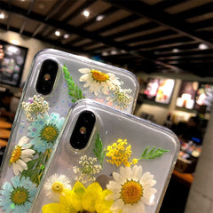 TIKITAKA Dried Real Flower Cases For iPhone XS Max XR Case Handmade Clear Soft Back Cover For iPhone 6 6S 7 8 Plus X Phone Case