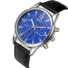 DISU Men Wrist Watch Retro Design Leather Band Analog Alloy Quartz watch man vintage men wristwatch clock mens watches