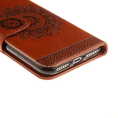 Wallet Leather Case For iPhone 8 7 6 6s Plus SE 5 5s Cover Retro Paisley Flower Mandala Henna Floral Flip Card Slot Holder Stand