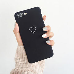 Cute Simple LOVE Heart Pattern Phone Cases For iphone 8 7 6 6s Plus Case Slim Matte Hard PC Back Cover Couple Lover Fitted Cases