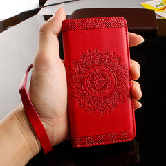 Wallet Leather Case For iPhone 8 7 6 6s Plus SE 5 5s Cover Retro Paisley Flower Mandala Henna Floral Flip Card Slot Holder Stand
