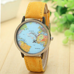 Women's Watches Best Sellers Globe Travel Map Denim Watch Minimalism Feminino Reloj Mujer Staat Zegarki Damskie Kadin Clock@50
