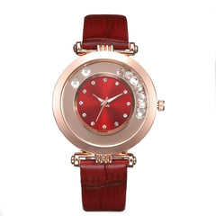 Distinctive Disc Glass Mirror Women's Watches Leather Strap Quartz Wristwatch Minimalism Bayan Kol Saati Temperamental Clock@50