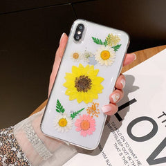 TIKITAKA Dried Real Flower Cases For iPhone XS Max XR Case Handmade Clear Soft Back Cover For iPhone 6 6S 7 8 Plus X Phone Case