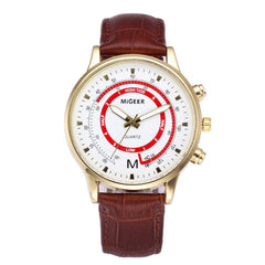 DISU Men Watch Business Leather Strap Sports Simulated Quartz Watch big dial watches for men mens wrist watches