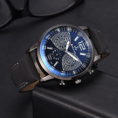 DISU Men Quartz Watch Leather Clock Blu Ray Glass wristwatch mens vintage men wristwatch clock mens wrist watches
