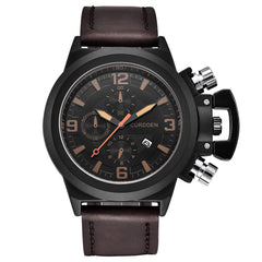 DISU Men Watch Leather Quartz Luxury Brand Waterproof Wristwatch Mens wrist watches day date relogio masculino