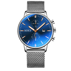 Simple Mesh Band Relojes Mens Watches Quartz Dress Watch Masculino Relogio Calendar Full Stainless Steel Wristwatch Hour saati