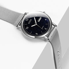 SOXY To Brand Luxury Men's Watch Quartz Steel Mesh Strap Date Luminous Star Sky Dial Clock Zegarek Meski Wristwatch 2019