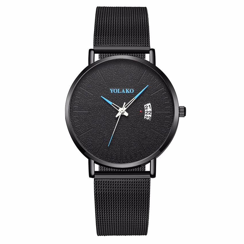 Simple Mesh Belt Men's Watch Business Male Ckock YOLAKO Fashion Calendar Quartz Watches Erkek Kol Saati Chronograph